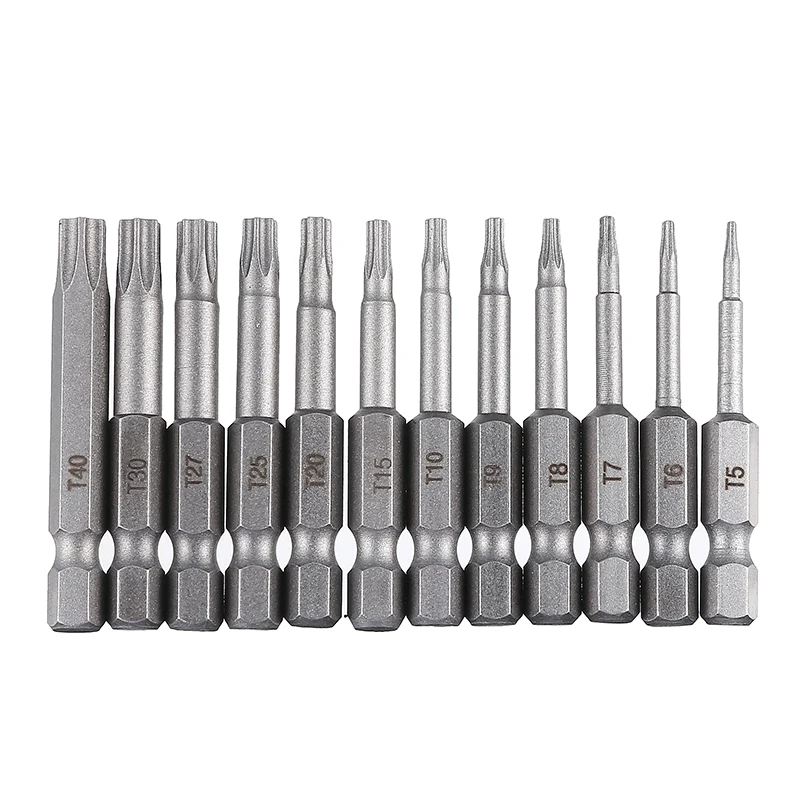 12 шт. Магнитная отвертка Биты T5-T40 50 мм Длина Torx биты для электрической отвертки сверла