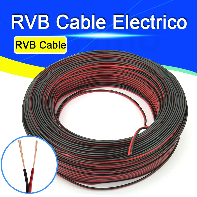 2Pin Red Black RVB Electronic Wire 0.75 mm²  Parallel Copper LED Extention Cable 