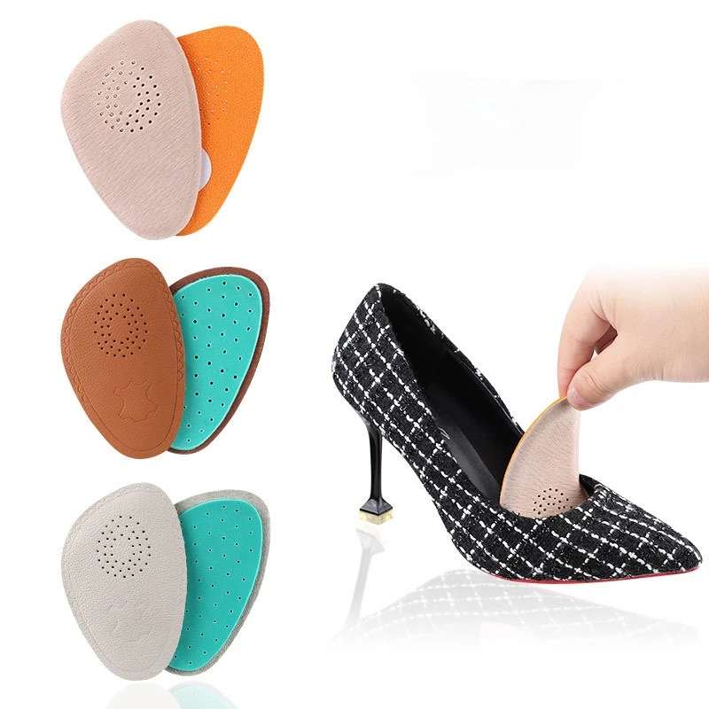 Leather Forefoot Pad Anti-wear Shock Absorption Half Size High-heeled Insole Sweat-absorbent Breathable Non-slip | Обувь