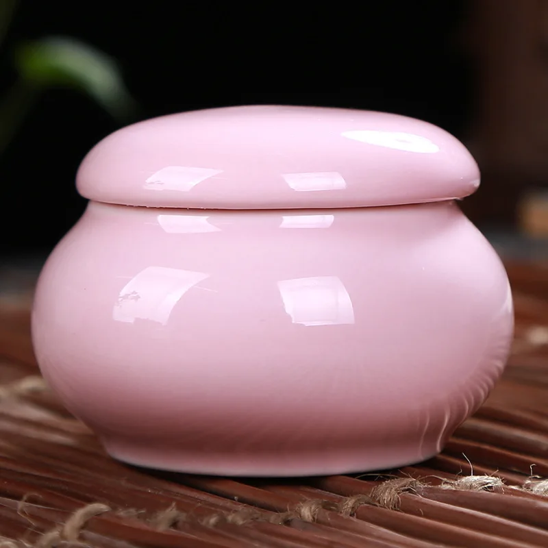 Mini Tea Box Glazed Ceramic Jar Storage Boxes Pottery Jar Airtight Coffee Box Kitchen Food Storage Pots Ointment 16 Colors tea tin box tea canister