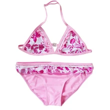 Детский набор бикини, купальник из двух предметов, детские костюмы для плавания, Летний Пляжный купальный костюм, розовый пляжный купальный костюм