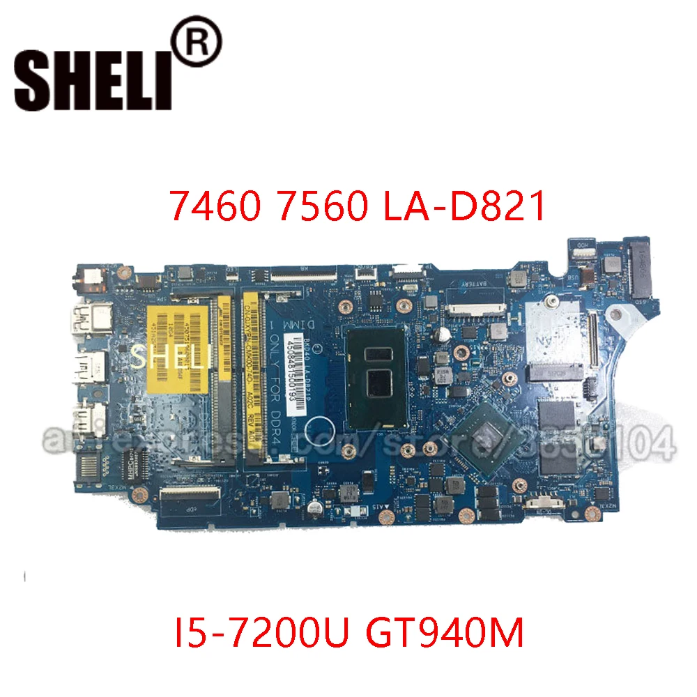 

LA-D821P 07T87H 0V736W 05CPRV for Dell INSPIRON 7460 7560 Motherboard BKD40 LA-D821P REV:1.0(A00) I5-7200U Test Work 100% DDR3