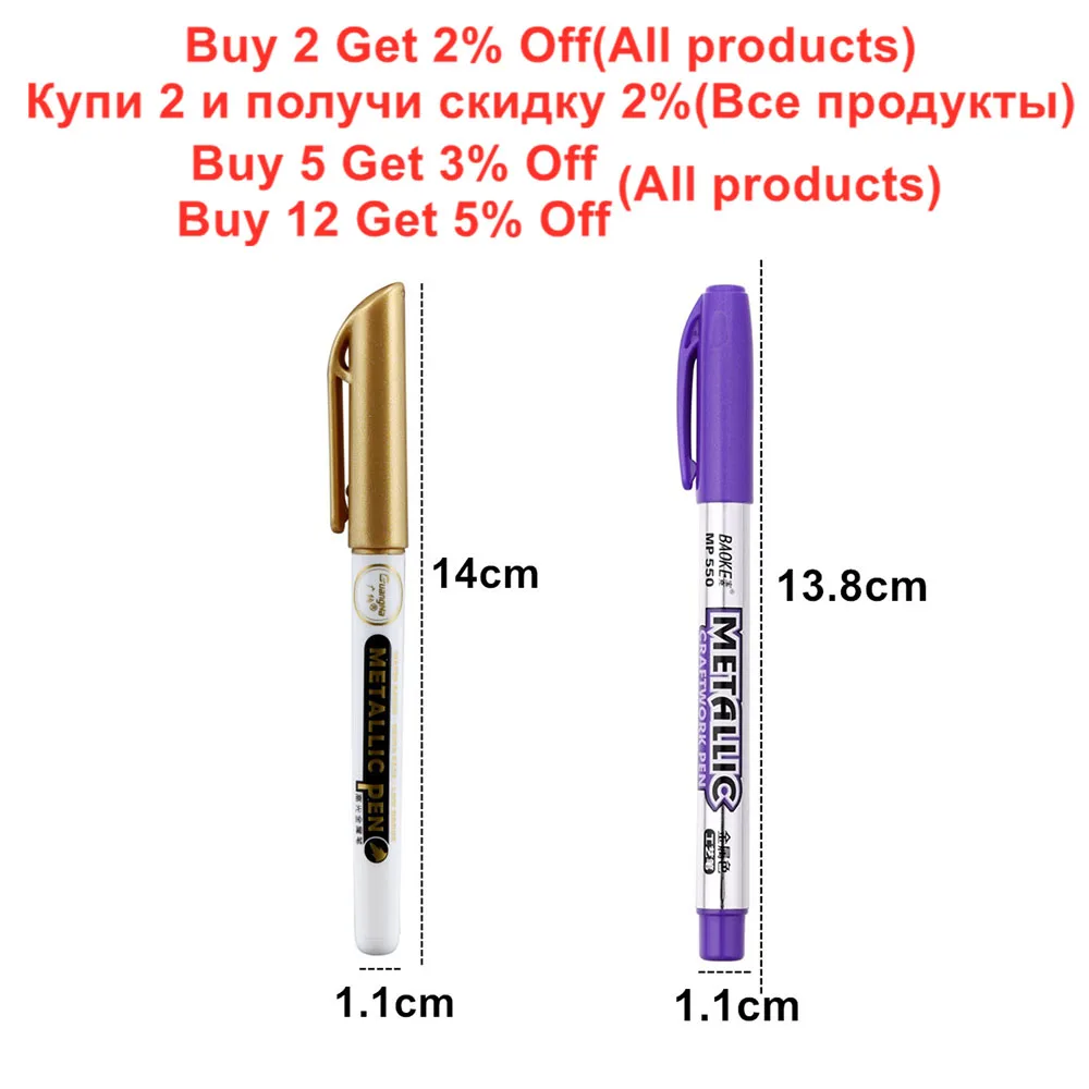 4/2Pcs Gold Silver Metallic Pen Resin Drawing Pen Acrylic Paint