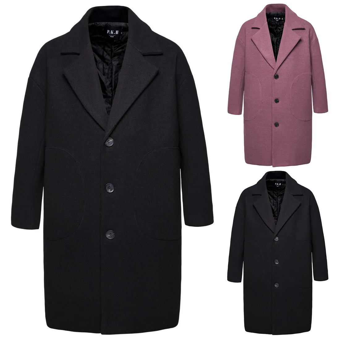 

2019 Autumn & Winter Trench Coat Men Mid-length Woolen Jacket Woolen Coat Yf05