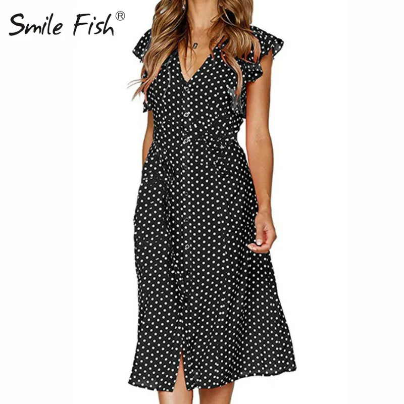 Элегантное офисное женское платье в горошек с принтом элегантное миди разрезом