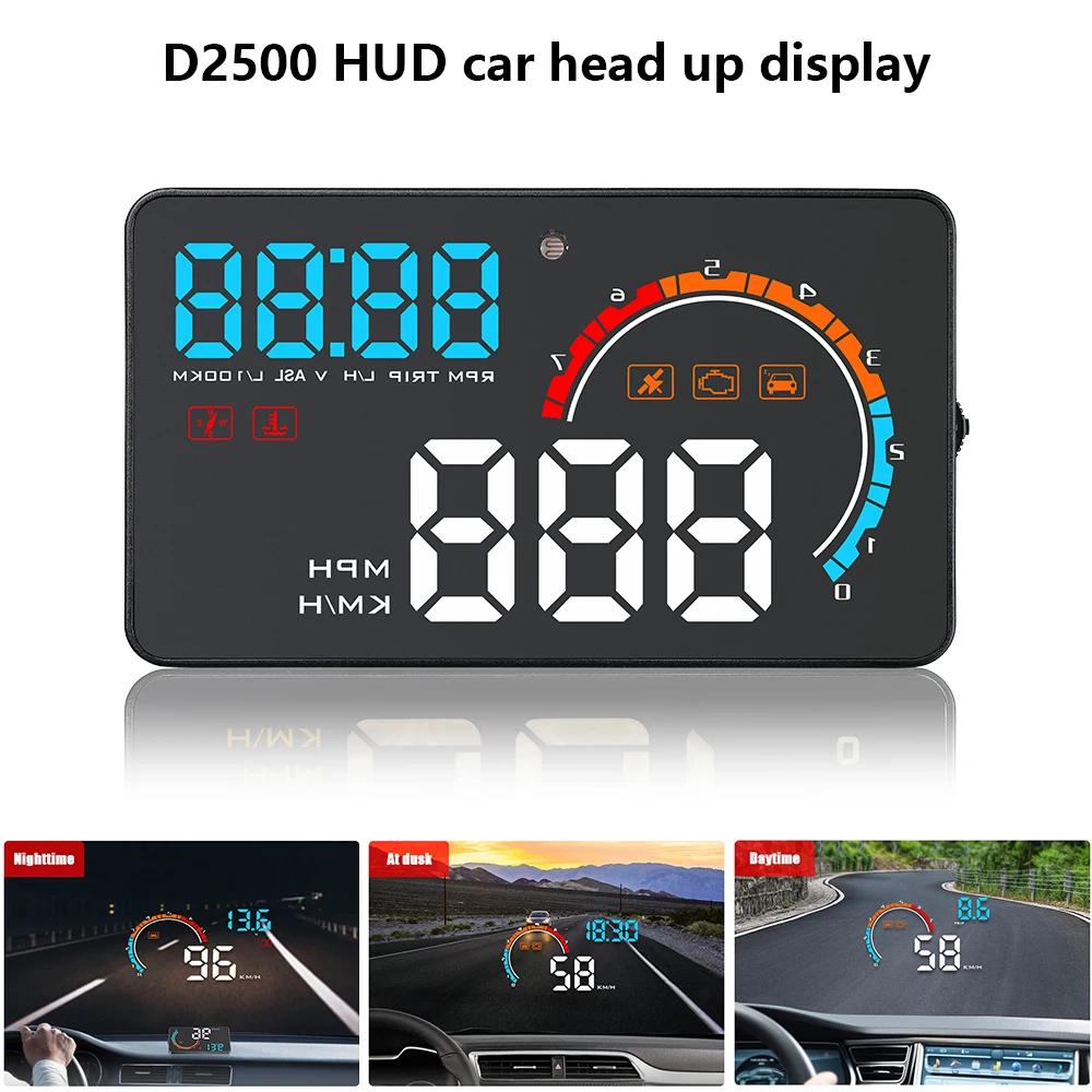 Дисплей на лобовое стекло Автомобильный Универсальный D2500 OBD2/GPS навигатор