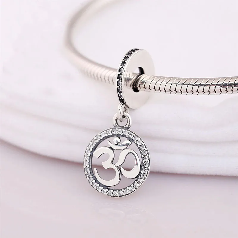 

100% 925 Sterling Silver Charm New Om Symbol Swing Charm Pendant Fit Pandora Women Bracelet & Necklace Diy Jewelry