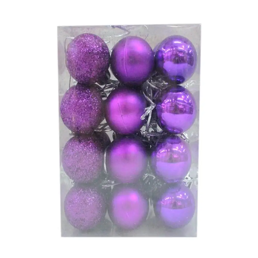 24 шт. 3 см пластиковые шарики для рождественских елок Baubles садовые вечерние украшения для дома - Цвет: Фиолетовый