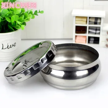 

XINCHEN High-grade Thick Stainless Steel Large Ashtray with Lid Creative European Style Office Bar Internet Cafe Round Smoke