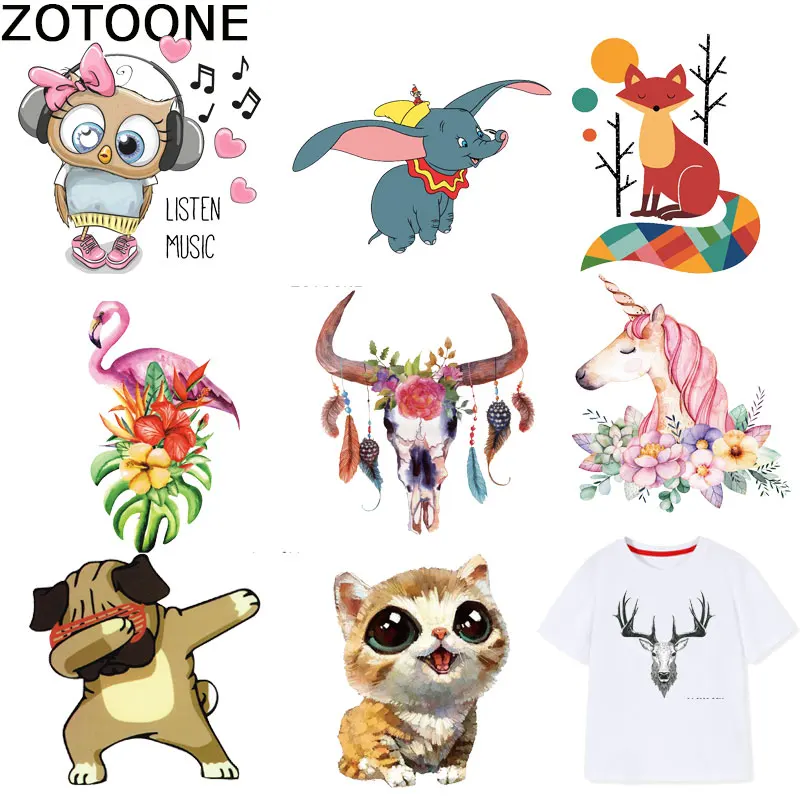 

ZOTOONE Big Size Animal Patch Unicorn Cat Iron on Patches for Clothing Iron-on Transfers for Clothing A-level Washable Sticker A