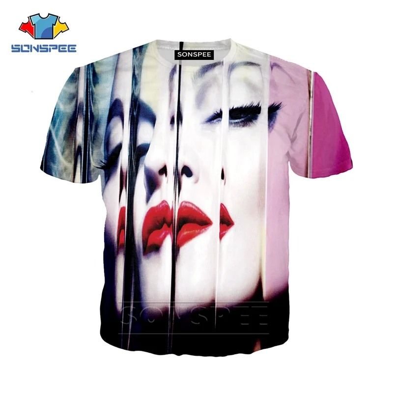 Летняя аниме 3d печать Повседневная Сексуальная футболка уличная Мадонна пляжная Мужская Женская модная футболка хип-хоп Харадзюку футболки с круглым вырезом A401 - Цвет: 1