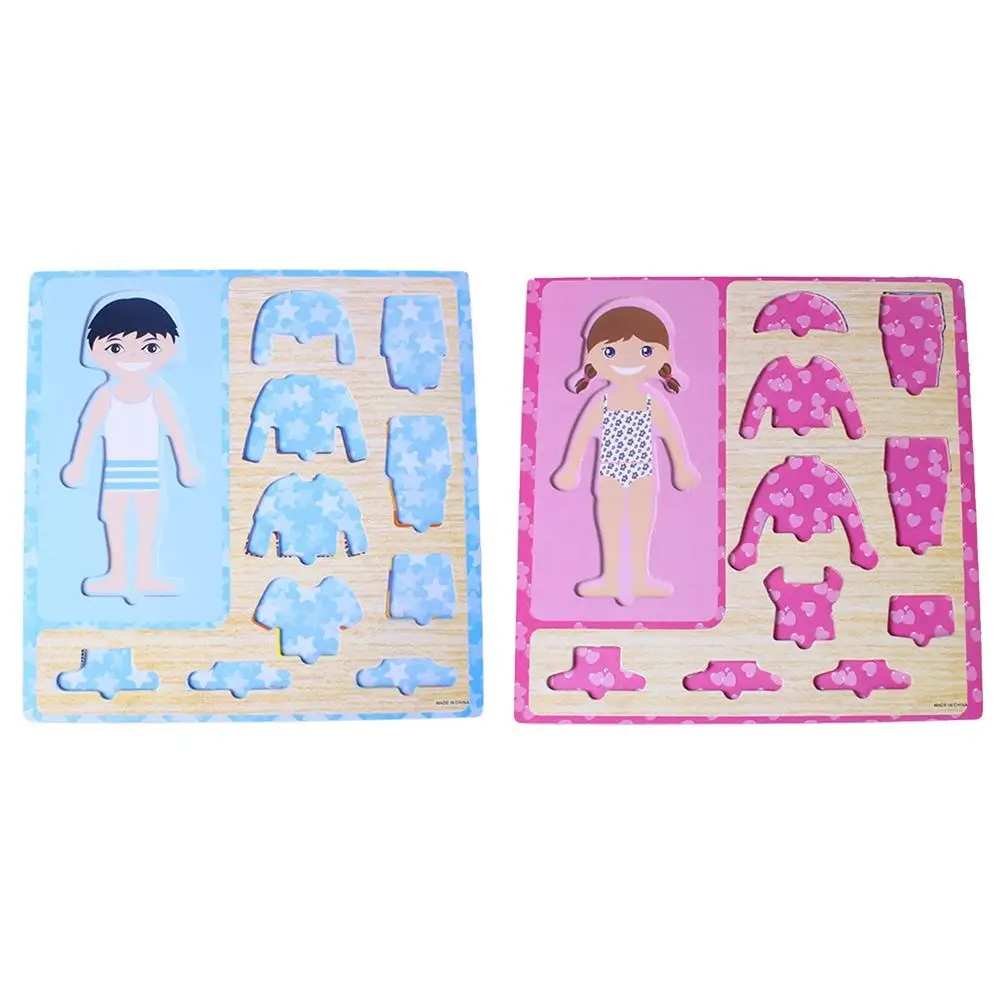 discount  Newest Kids Wooden Dress Up Dress Up Puzzle Toy Early Educational Figure Puzzle Games Toy For Kids 