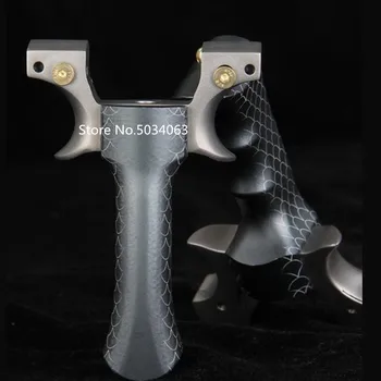 

New hunting slingshot titanium alloy bow arrow + aviation aluminum handle, with flat rubber band outdoor high precision shooting