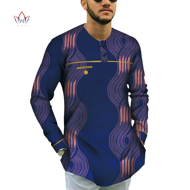 15 Cotton Men Short Sleeve Top Tees African Clothes Bazin Riche African Design Clothing Casual Mens Print Top Shirts WYN791 - Цвет: 15