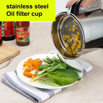 

304 Stainless Steel Oil Pot With Filter Household Large Oil Tank Kitchen Oil Residue Filter Cup Seasoning Tool