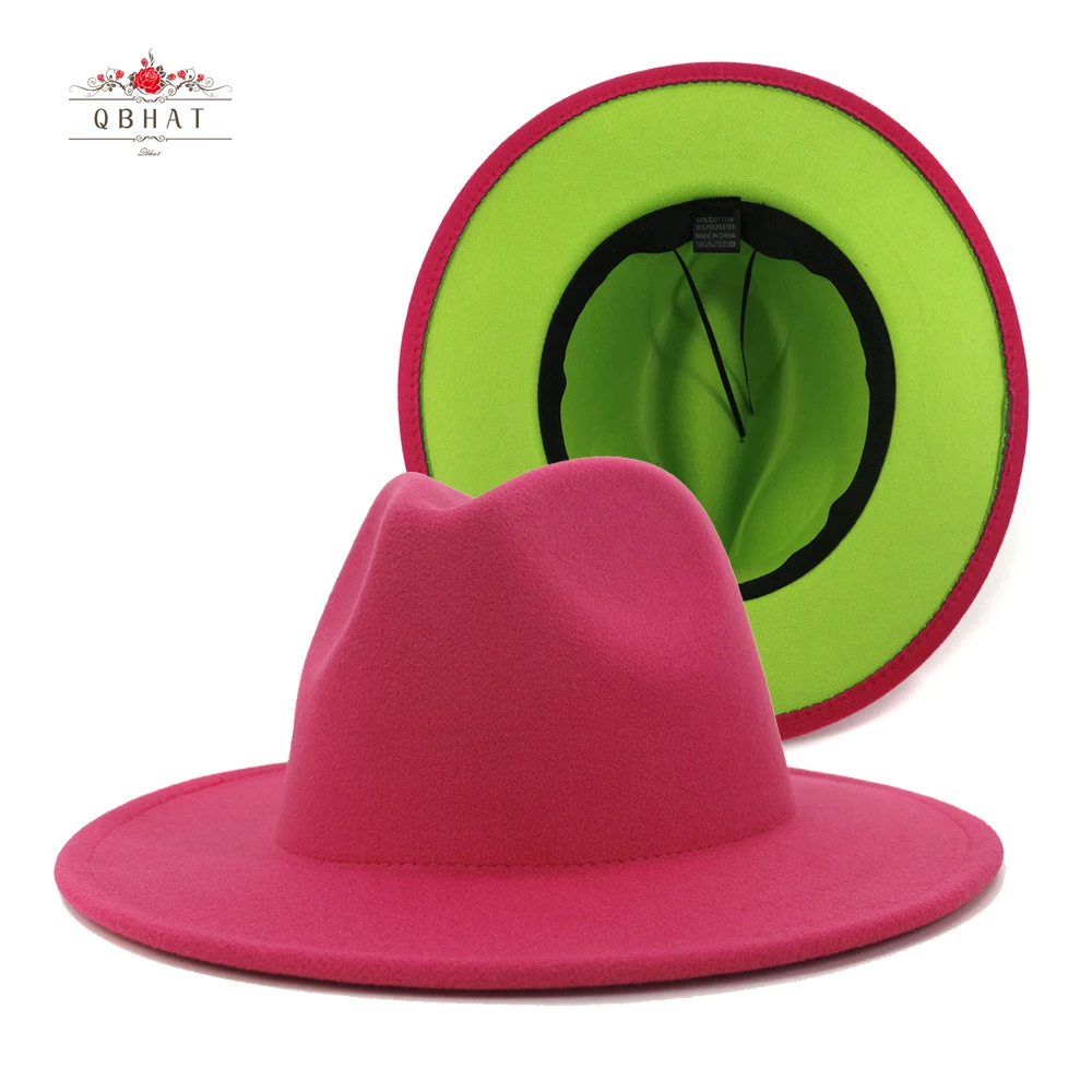 Pink and green fedora hat Clearance