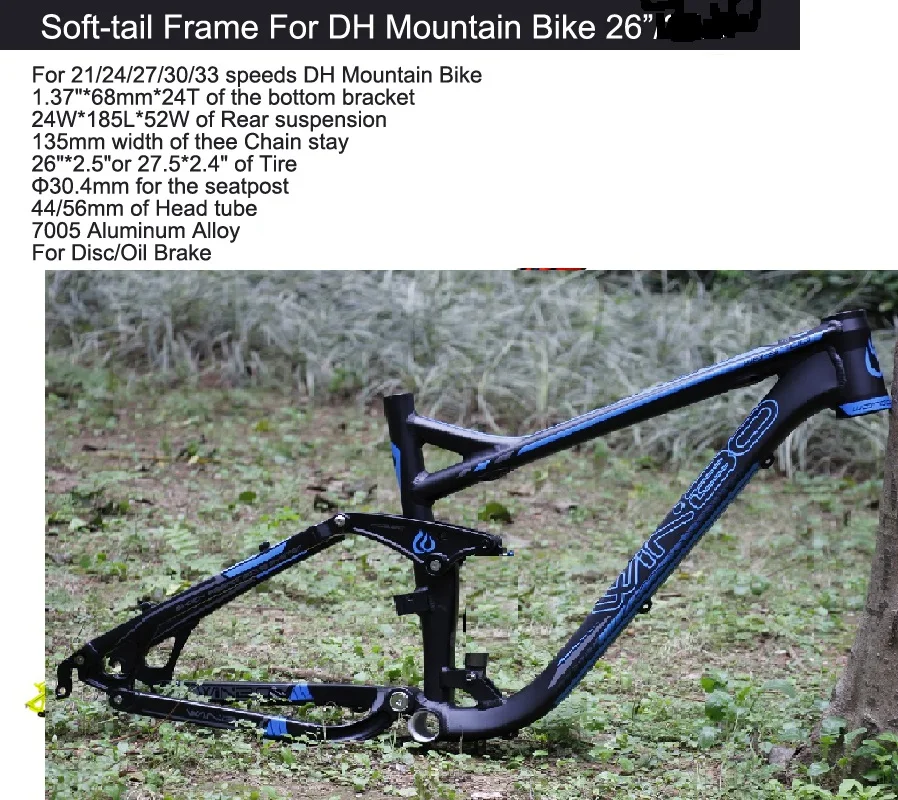 Excelli DH Bike Cycling Frame Soft tail Frame Full Suspension Downhill