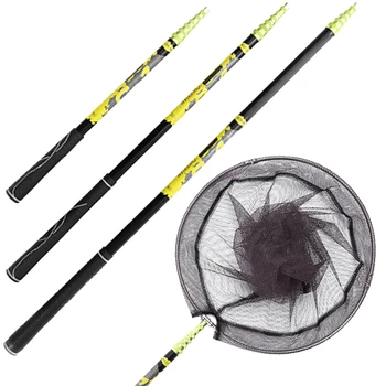 BEST BUY ❤️ JOSBY Foldable Fishing net carbon Pole 2.1m 4m ultralight Retractable Telescoping Landing hand Net Pole Fishing net Gear - discount item 48% OFF Sports & Entertainment