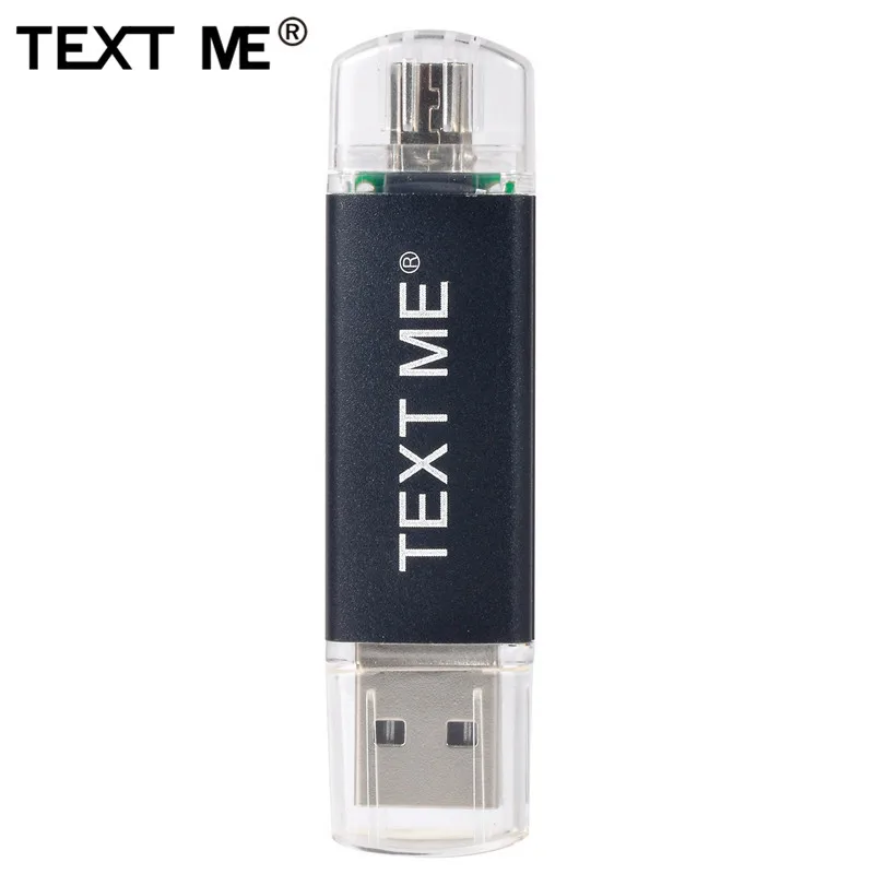 Флеш-накопитель TEXT ME OTG USB Flash Drive cle usb 2,0 stick 64G otg флеш-накопитель 4G 8G 16G 32G устройства для хранения - Цвет: Черный