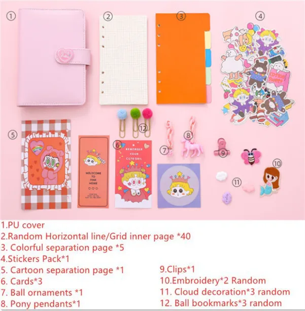 18 шт./компл. Kawaii Единорог ежедневнике Розовый ПВХ прозрачный Тетрадь Kawaii Наклейки на ручку Подарочная коробка для девочек дневник - Цвет: Pink 12 pcs 1 set