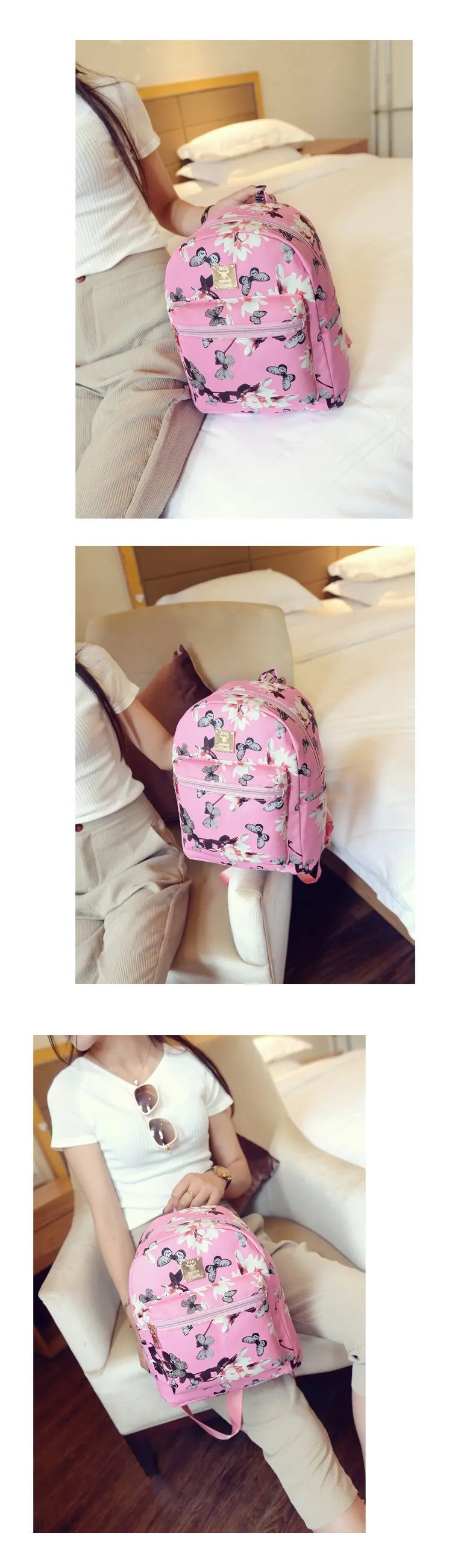 2018 Новый стиль бабочка цветок плеча школьная сумка Женская корейский стиль цветочный принт Pu студенческий рюкзак даффодилы Повседневный Bac