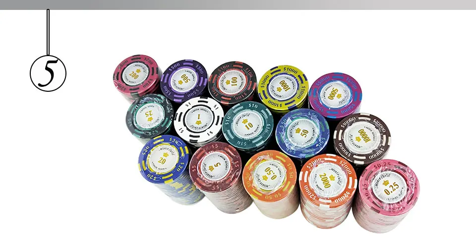 Easytoday 20Pcsset Upscale Poker Chips Set 14g Clay Embedded iron Texas Hold'em Baccarat Professional Poker Chip Games (5)