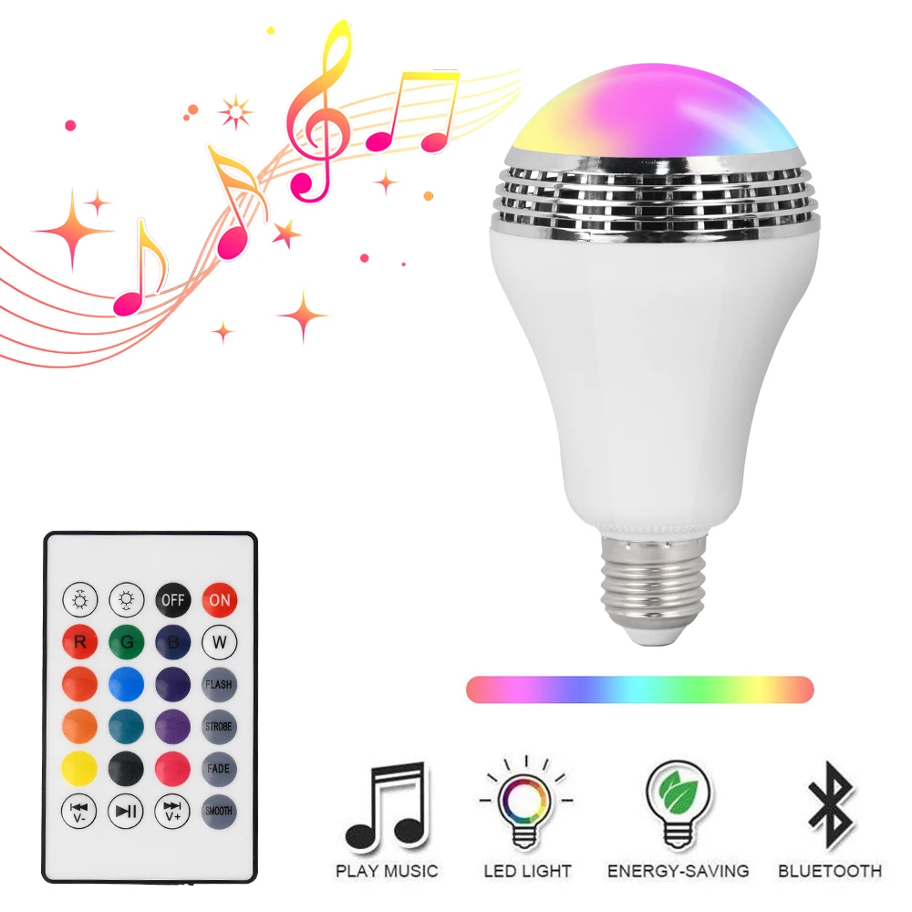 Приглушаемая беспроводсветодиодный светодиодная смарт-лампа E27 RGB с Bluetooth