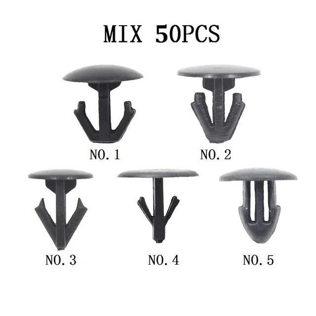 50 Pcs Mix Car Fixed Screw Square Round head Nut Screw Fixed Grommet Clip Plastic Snap In Fastener A11 Mix 50PCS