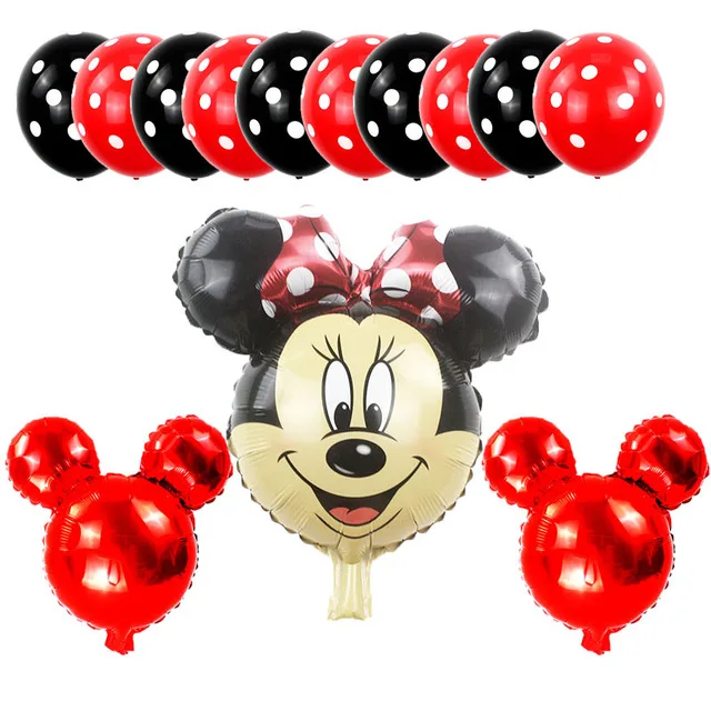 

13pcs/lot Mickey Minnie head latex balloons red star Mouse happy birthday party decorations kids shower surprise toys globos