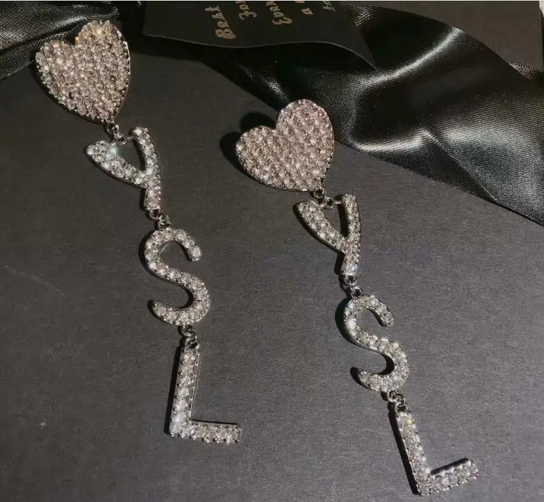 

Fashion exaggerated letters love exaggerated earrings New love crystal chic girls ear accessories