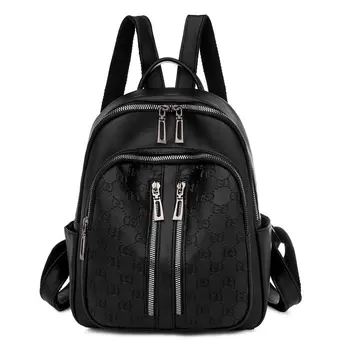 

High Quality Women Soft Leather Rucksack Fashion Zipper Backpack For Girls Casual Travel Bags Small Casual Outdoor Backbags