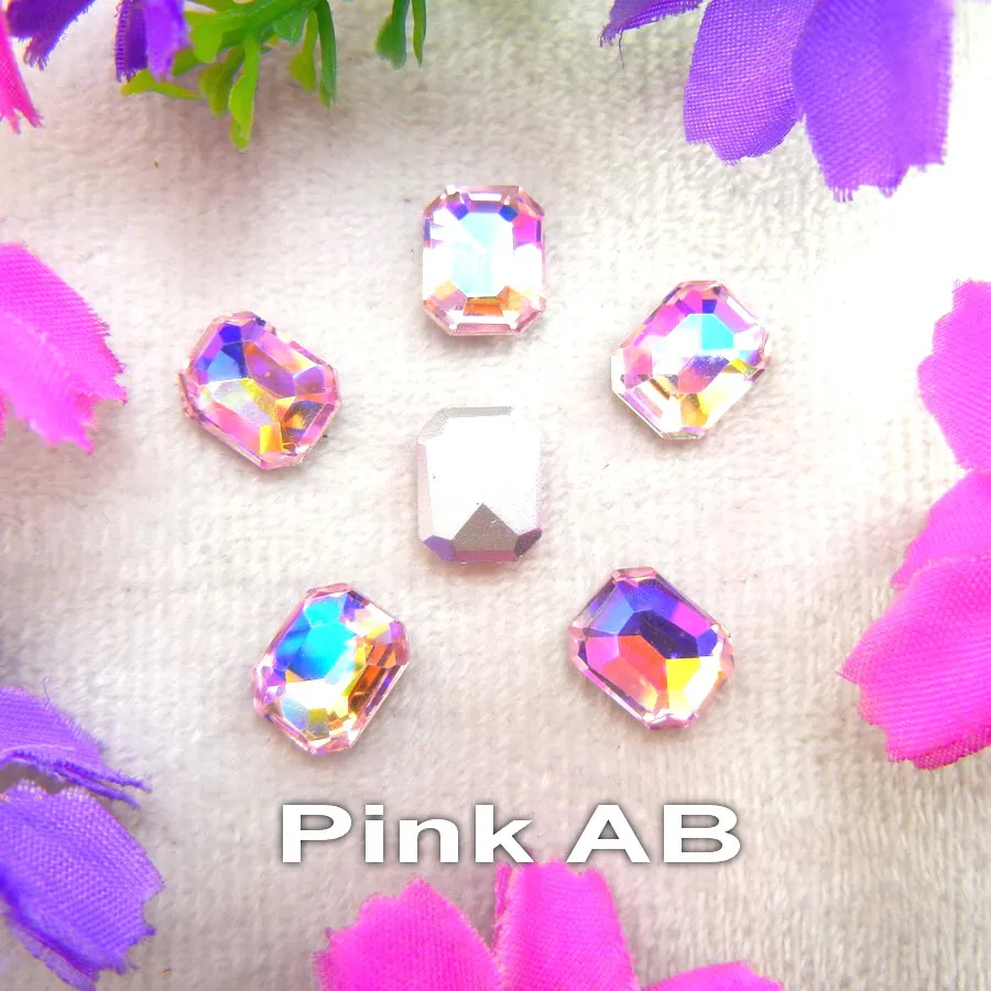 Прекрасный стеклянный кристалл 7 размеров прозрачный AB& радужные цвета остроконечные прямоугольной формы клей на Стразы бусины Аппликация diy отделка - Цвет: A21 Pink AB