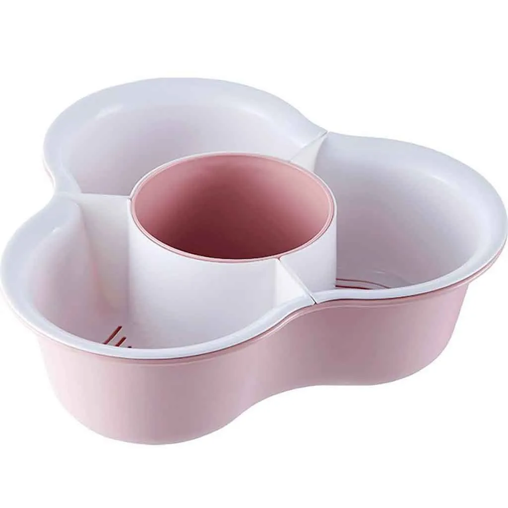 Practical 2In1 Plastic Double Drain Basket Wash Noodles Rice Vegetable Basket Colander Strainer Fruit Plate Kitchen Storage#15