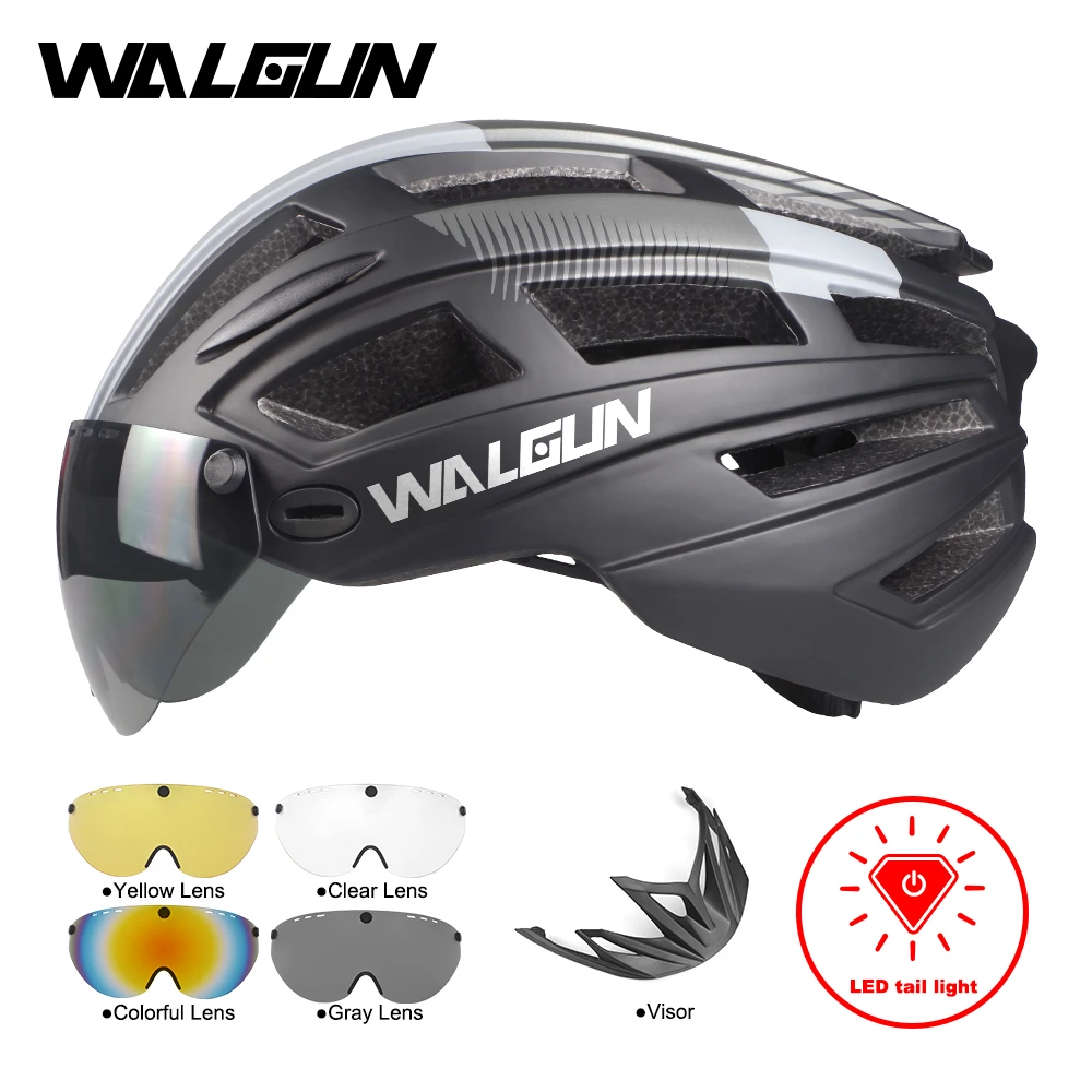 landelijk heel fijn Slordig Walgun Mtb Mountainbike Helm L Met Led Light Bril Lens Zonneklep Road Fiets  Veiligheid Fietshelmen Voor Mannen vrouwen Volwassen|Fietshelm| - AliExpress
