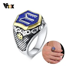 Vnox, жесткое мужское синее шестигранное кольцо с буквой М, кольцо из нержавеющей стали, Крутое кольцо-печатка из Израиля