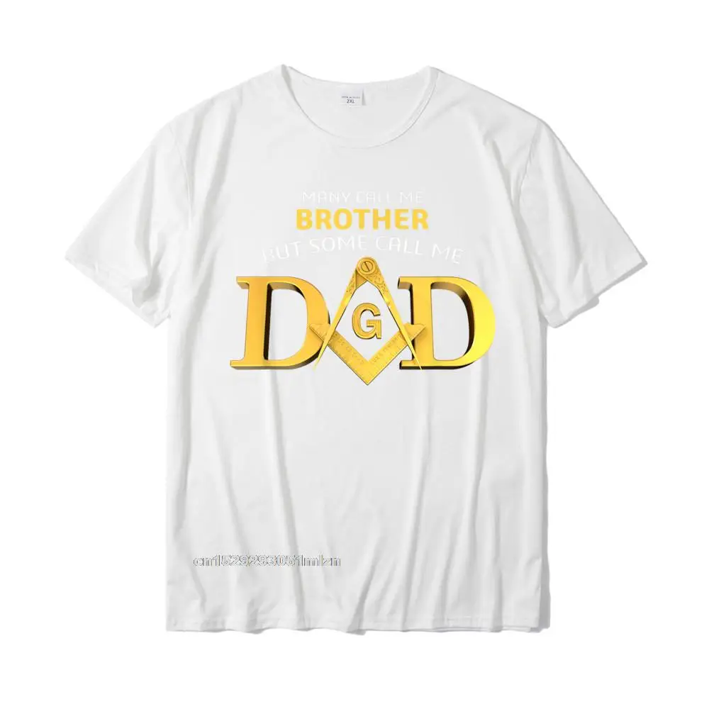 Simple StyleStreet Short Sleeve T Shirt Summer Autumn 2021 New Fashion Round Neck Cotton Tops Shirts Men T-shirts Printed On  Masonic Some Call Me Dad Square Compass Freemason T-Shirt__3152 white