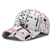 Хлопковая бейсбольная кепка с принтом в виде покера, новая мужская и женская уличная модная уличная бейсбольная кепка для отдыха для мальчиков и девочек, солнцезащитная Кепка TG0026