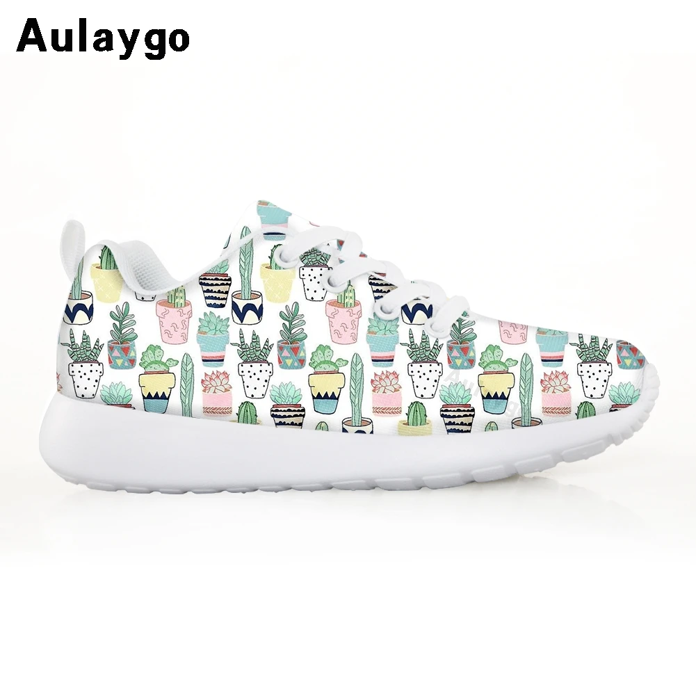 

Aulaygo Cactus Printing Children Kids Girls Boys Mesh Sport Cute Plant Pattern Run Sneakers Shoes Fashionable Breathable Flat