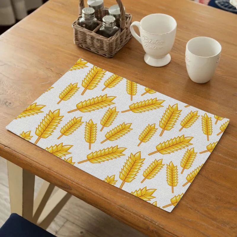 

Fuwatacchi Yellow Placemat Polyester Cotton Linen Drink Coasters Table Mats for Dining Table Wedding Party Kitchen Decoration