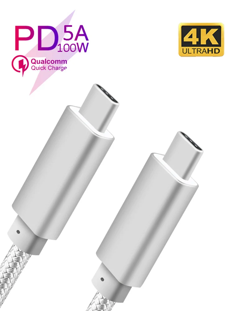 Usb Type C PD кабель для быстрой зарядки 5 А 100 Вт передачи данных 3 1 Macbook Xiaomi Huawei