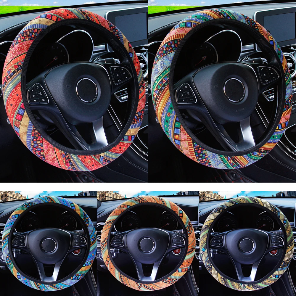 

Car Steering Wheel Cover Skidproof Breathable Linen style 37-38cm