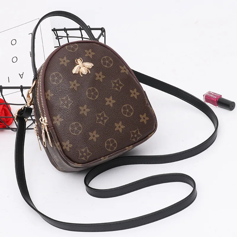 

2019 Korean-style Simple Casual Small Bee Bag Mini Bag Shoulder Bag Retro Shoulder Bag PU Leather WOMEN'S Bag Fashion