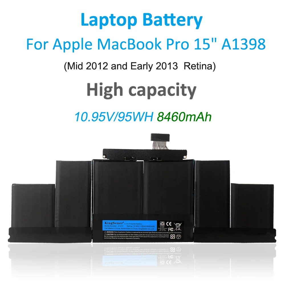 Begå underslæb Sump kemikalier KingSener A1417 Laptop Battery for Apple A1398 (2012 Early-2013 Version)  for MacBook Retina Pro 15" fits ME665LL/A ME664LL/A