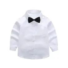 Осенние Рубашки для маленьких мальчиков; деловой пуловер; Белый форменный костюм; блузки с длинными рукавами для малышей; детские топы; футболка; рождественские детские рубашки