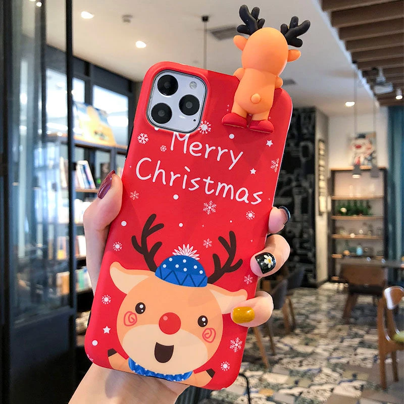 Merry Christmas 3D чехол для телефона с оленем медведем для iPhone 11 11Pro Max XR XS X XS Max 7 8 6 6S Plus прекрасный мягкий чехол с мультяшным рисунком в подарок