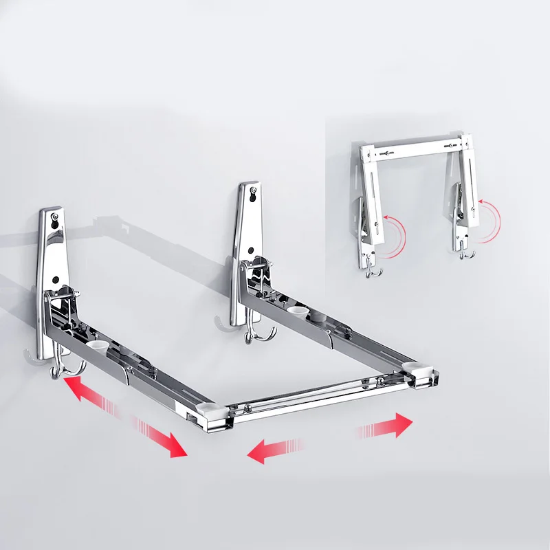 Stainless Steel Adjustable Microwave Oven Rack Wall-mounted Kitchen Floating Shelf Retractable Brac