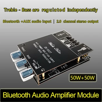 

Bluetooth 5.0 stereo audio power amplifier module 50Wx2 subwoofer Bass Treble Volume Control adjustment Tone Board AUX 12V 24v