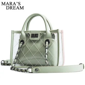 

Mara's Dream 2020 New Summer Small Bag Jelly Female Bag Transparent Check Handbag Shoulder Bag Chain Combination Crossbody Bag