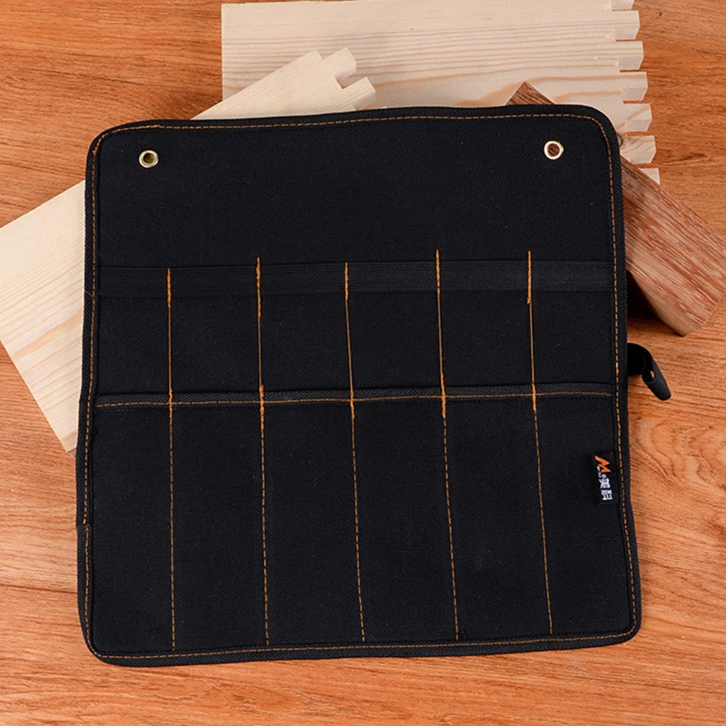 Tool Case Chisel Carrying Case Canvas Pocket Tool Roll Holder Wrench Pouch 4 Pockets Organizer for Knife Hammers Gouges Carpenter