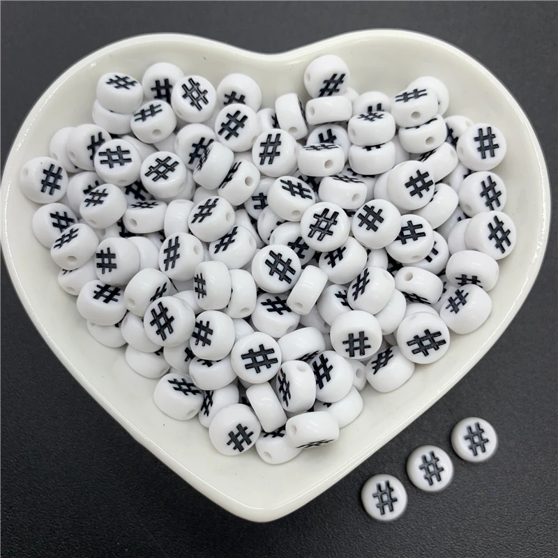 

100pcs/Lot 7mm Acrylic Spaced Beads Oval Shape # Symbol Beads For Jewelry Making DIY Handmade Charms Bracelet